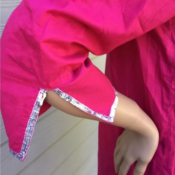 Chico's Silver Embroidered Pink Tunic 100% Cotton Made in India Size 1 = 8 - Picture 9 of 11
